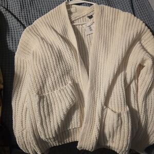 American Eagle Outfitters Cream Knit Cardigan
